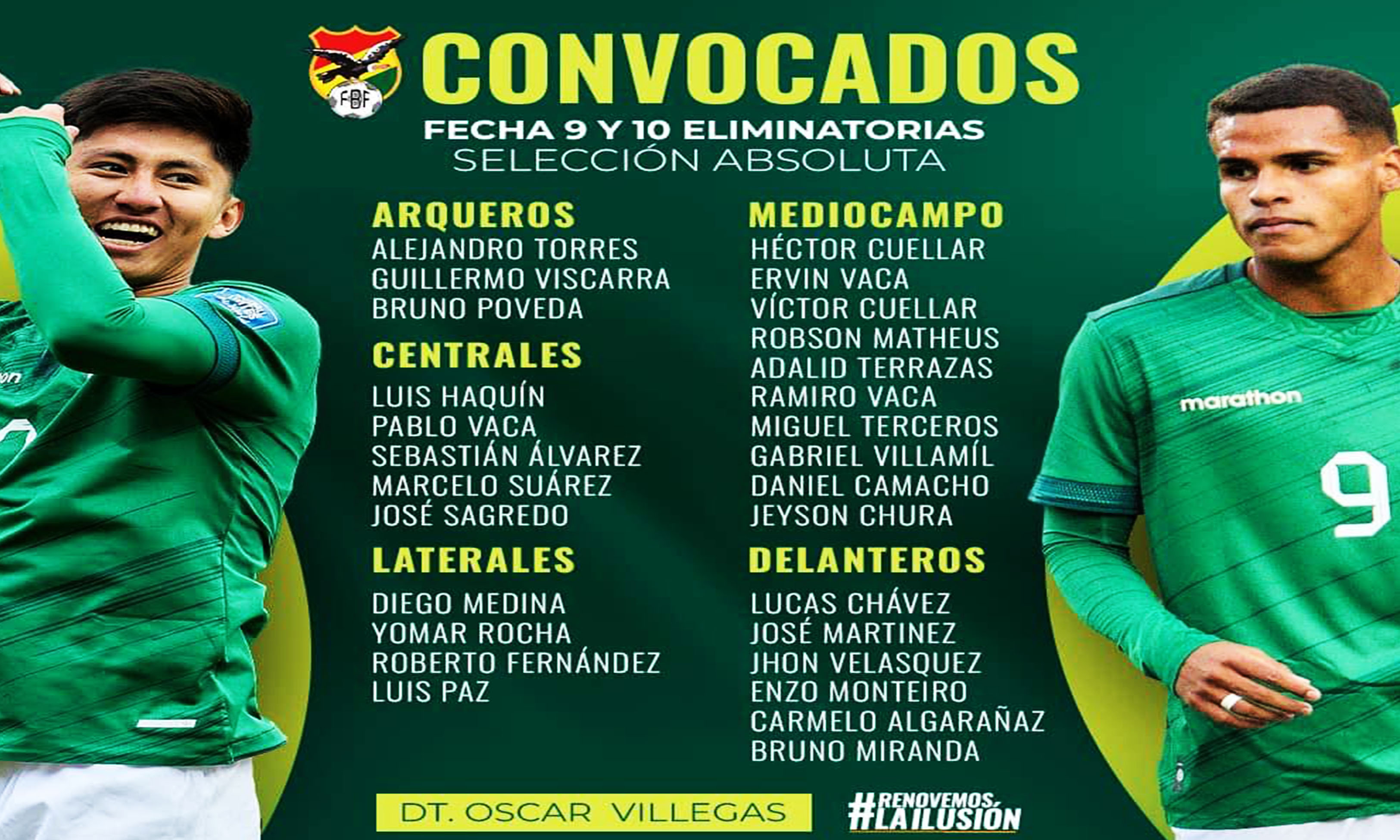La convocatoria de Oscar Villegas para Colombia y Argentina