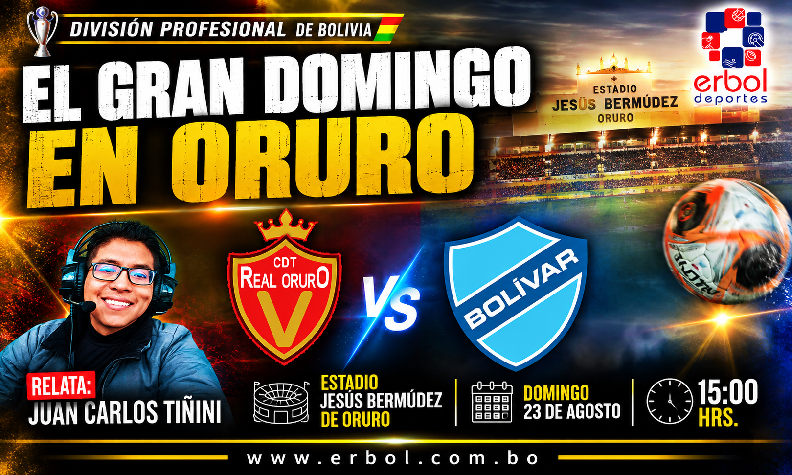 Real Oruro vs Bolívar en la Radio